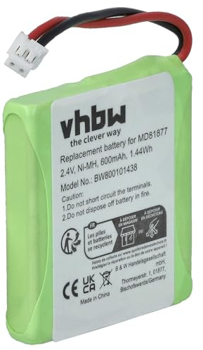 vhbw Akku kompatibel mit iDect S2 | S2i schnurlos Festnetz Telefon (600 mAh, 2,4 V, NiMH)