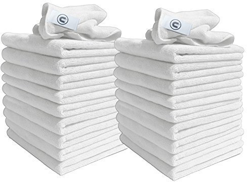 DCS Microfibre Cleaning Cloth, White, Pack of 20, Large Size: 40x40cm. Super Soft Premium Streak Free Washable Cloth Duster for Kitchen, Bathrooms, Surfaces, Mirrors, Car, Motorbike