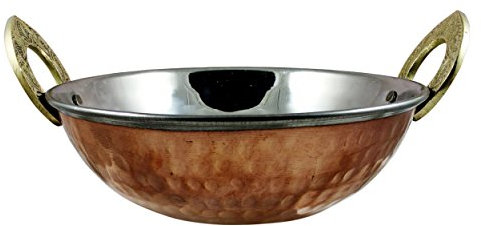 Stylla London® Set of 2 Copper Serving Bowl Indian Karahi Pan Pot Dishes Serve Ware 6inch