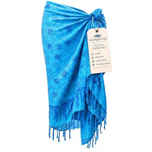 Wogeka Sarong – Blickdichtes luftiges Strandtuch in Blau für Damen & Herren als Pareo Wickelrock Cover Up Strandkleid Wrap für den Strand 39