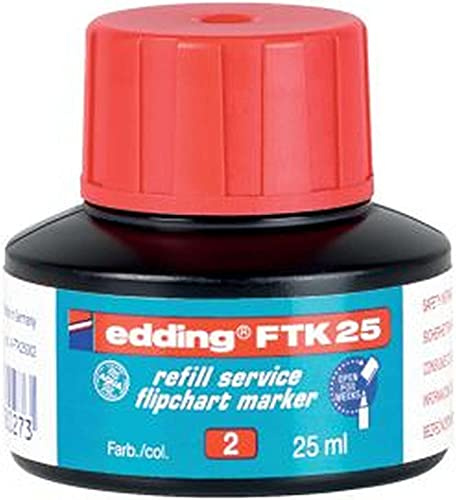 edding Ftk 25 Refill Ink - Red - 25 Ml - With Capillary System Ideal For Clean And Uncomplicated Refilling Of Almost All Flipchart Markers