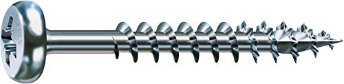 SPAX Universalschraube, 5,0 x 90 mm, 200 Stück, Kreuzschlitz Z2, Halbrundkopf, Vollgewinde, 4CUT, WIROX A3J, blank verzinkt, 0231010500905