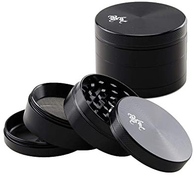 Black Leaf Alugrinder 55mm 4teilig schwarz Magnetverschluss inkl. Blechdose Grinder