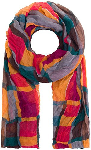 style3 Damen Schal Moderner grafisch-gemusterter Crinkle-Schal in verschiedenen Farben One size Damenschal, SCHAL Farbe:Orange