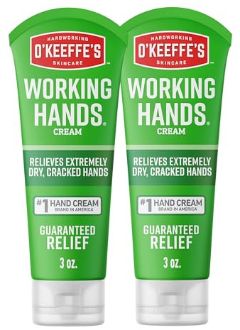 O'Keeffe's Working Hands Hand Cream for Extreme Dryness - 3 oz Tube (2 Pack) - Repairing Skincare for Cracked, Dry Hands