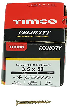 TIMCO Velocity Premium Multi-Use Countersunk Gold Woodscrews - 3.5 x 50 - Box of 200