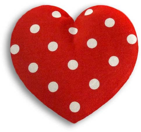 LESCHI Wärmekissen - Körnerkissen für Mikrowelle - Form Herz Polka dot rot - anschmiegsames Getreidekissen mit Bio Weizen - ideal als Wärmespender für den Bauch und bei Koliken - für Kinder Babys