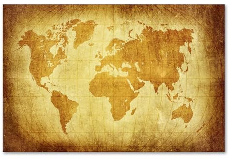 Postereck - 0273 - Hochwertiges Weltkarten Poster Vintage | Weltkarte Wand mit Hauptstädten der Länder | Unterricht Klassenzimmer Schule World Map Wall | Landkarte Welt XXL | Poster - DIN A4-21,0 cm x 29,7 cm
