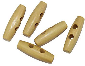 dalipo 22043 - Holzknopf, Knebelknopf, oval, 10 Stück - Farbe: creme