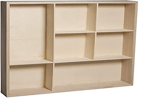 Rayher Hobby 62612000 Holz-Setzkasten, 7 Abteilungen, 26 x 26 x 4 cm, Natur