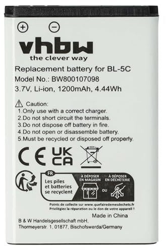 vhbw Li-Ion Akku 1200mAh (3.7V) kompatibel mit Telefon Handy Smartphone Doro Primo 405 Ersatz für RCB215.