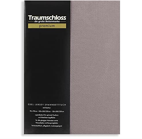 Traumschloss Spannbetttuch »Premium« Mako Baumwolle mit Elasthan | Edel-Jersey | samtweich & angenehm zur Haut | grau | 180-200x200-220cm