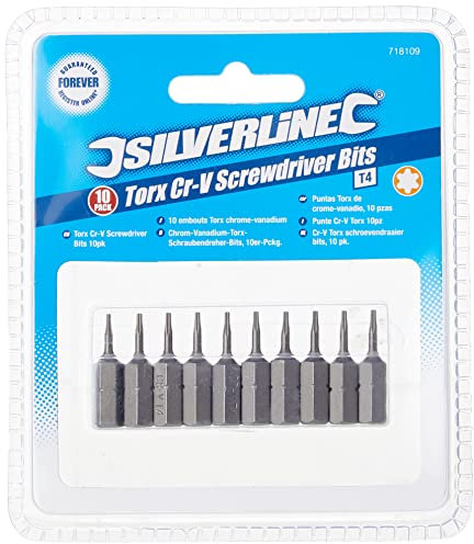 Silverline 718109 T4 Cr-V Screwdriver Bits 10pk T4