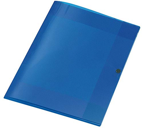 VELOFLEX - Sammelmappe Crystal DIN A4 mit Druckknopf, Transparent Blau | PP-Folie in Streifenoptik, Druckknopfverschluss, 240 x 320 x 8 mm, für Dokumente
