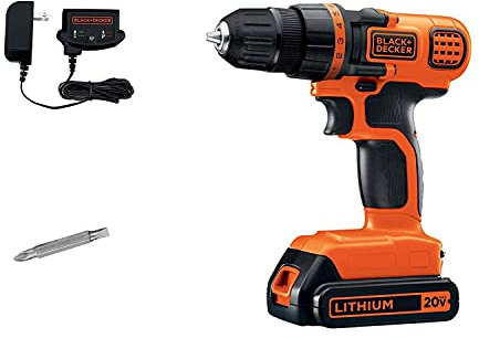 Black & Decker LDX120C drill Negro, Naranja - Taladro eléctrico (115 in-lb, 650 RPM, Batería, 1 pieza(s), Ión de litio, 20 V)