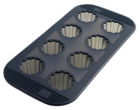 MASTRAD - Moule 8 Canneles - 100% Silicone Premium - Anti-Adhésif - Maintien Parfait - Gris Fumé