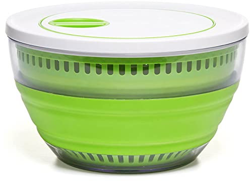 PrepWorks 4 Qt Collapsible Salad Spinner – Space-Saving, BPA-Free, Easy-to-Use for Quick Salad Washing & Drying, Dishwasher Safe