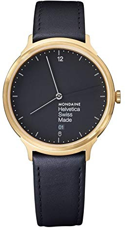 Mondaine Helvetica no1light 38 Damen Uhr analog Schweizer Quarzwerk mit Leder Armband MH1.L2221.LB