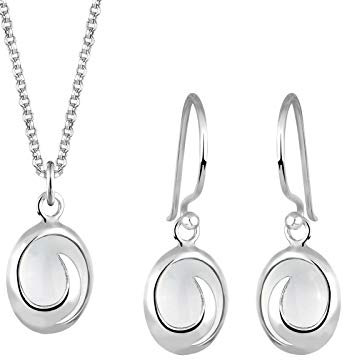 Elli Schmuckset Damen mit Mondstein in 925 Sterling Silber