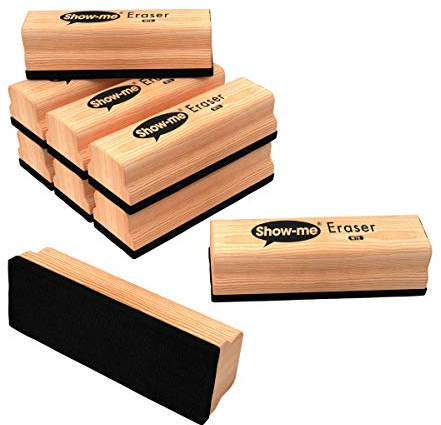Show-Me Whiteboard Eraser Pack, Mini Erasers For Drywipe Boards & Chalkboards in Schools, Versatile & Easy-To-Use Whiteboard Rubber, For Classrooms Or On-The-Go, Wooden White Board Eraser - A3, 12PK