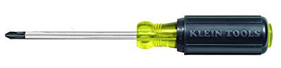 Klein Tools 603-4 No.2 Destornillador de vástago redondo con punta Phillips perfilada de 10 cm, paquete de 2