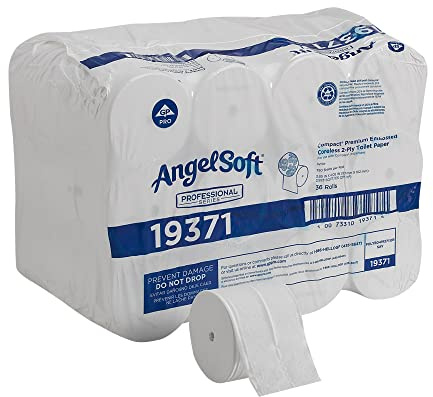 Georgia Pacific Angel Soft Professional Series Compact Premium Embossed Coreless 2-Ply Toilet Paper, 36 rolls, White - 19371