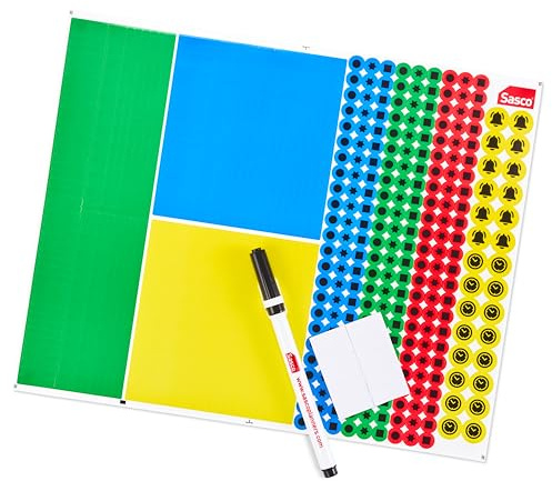 Sasco Year Planner Stickers & Pen Kit - Colour-Coded Stickers, Wet Wipe Marker & Holder - Accessory Set for Wall Planners & Calendars (70080)