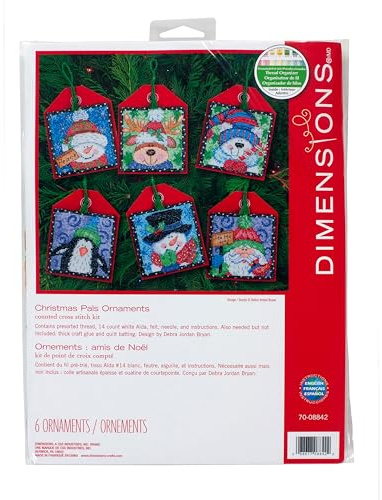Dimensions PK6, Cotton, Christmas Pals Ornaments (6 Count), 4 1/2 high (11cm)