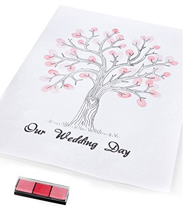 Ginger Ray Vintage Hochzeit Fingerabdruck Baum Leinwand mit Tinte & Anleitung für Hochzeiten, Weiß