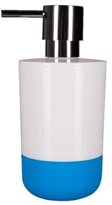 Spirella Seifenspender Moji Flüssigseifen-Spender mit Silikon gegen verrutschen, Fassungsvermögen 7,5 x 7,5 x 16,5 cm - Weiß/Blau