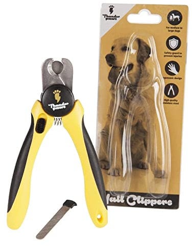 Thunderpaws Professional-Grade Dog Nail Clippers with Protective Guard and Safety Lock (Medium to Large Breeds, Yellow)