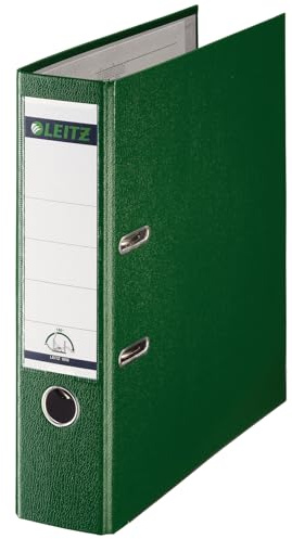 Leitz Plastic Lever Arch File, 90 Percent Recycled Card, 30 Percent Pre-consumer Recycled Plastic, With Thumbhole and Rado Rings, 80mm Spine 600 Sheet Capacity, Green, 10101055