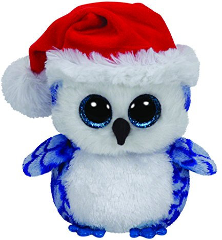 TY 41120 41120-Icicles-Eule mit Glitzeraugen, Beanie Boo's, X-Mas, 15 cm, blau