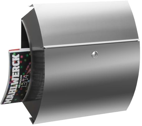 KNOBLOCH Design-Briefkasten rund XL | Santa FE | zur Wandmontage | mit Zeitungsfach | Edelstahl