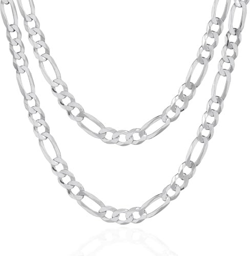 Herren Halskette aus massivem 925 Silber | Hochwertige Figarokette 60 cm | Anlaufgeschützt & Nickelfrei | Geschenk für Männer
