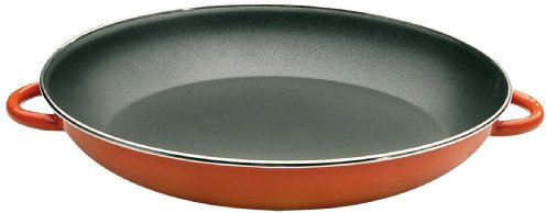IBILI - Paellera orange - 34 cm - Acero esmaltado vitrificado - 6 raciones - Apto para induccion