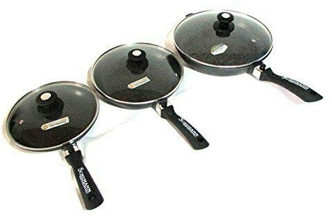 LOT DE 3 POELES EN PIERRE 20/24/32CM - SCHUMANN PROFESSIONNEL - Manche Amovible