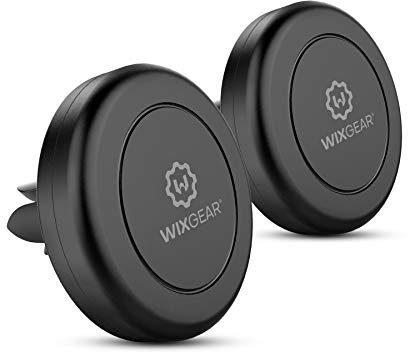WixGear Magnetic Phone Holder for Car, [2 Pack] Universal Air Vent Magnetic Phone Mount for Car, Car Phone Holder Mount for Cell Phones and Mini Tablets with 4 Metal Plates