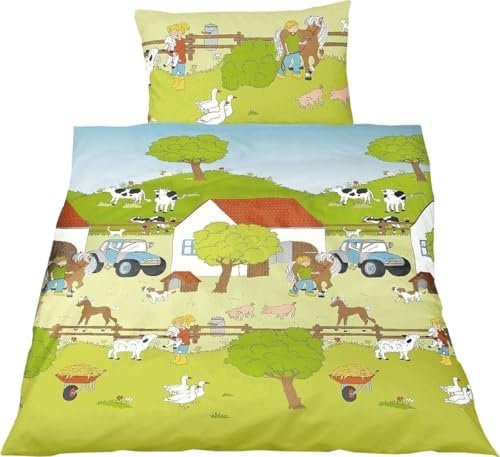 Bierbaum Jack by Kinder Renforce Bettwäsche 2 TLG. 100x135cm Bauernhof Tiere