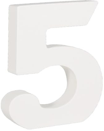 Rayher 62705000 MDF- Zahl 5, weiß, 11 cm, Stärke 2 cm, 3D-Zahl Holz, Holz-Zahl