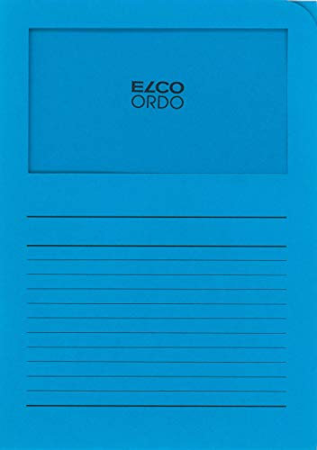 Elco 73695.32 Ordo classico Verpackung mit 10 Dokumentenhülle aus Papier mit Linienaufdruck, 220x310, 120g, intensivblau, Fenster: ja
