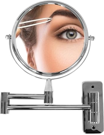 Danielle Creations Adjustable Wall Mounted Chrome Mirror x 10 Magnified 20cm