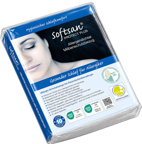 Softsan Protect Plus Matratzenbezug milbendicht 100x200x16 cm, Höhe 16 cm, Encasing, Milbenschutz für Hausstauballergiker milbenkotdicht