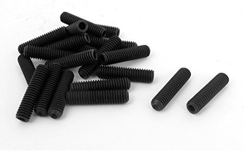 sourcing map 20pcs M6 x 25 mm Vis sans tête à pointe creuse douille hexagonale 1 mm à pas Noir