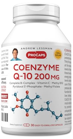 ANDREW LESSMAN Coenzyme Q-10 200 mg 30 Capsules - Essential for Energy Production and Optimum Key Organ Function, Anti-Oxidant Support, Depleted by Aging, Plus B-Complex. Easy to Swallow Capsules