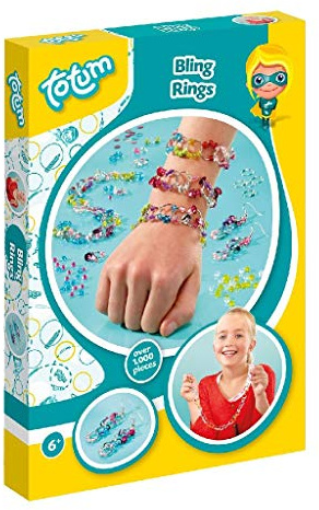 Totum 20610 Bastel-Set Bling Rings–Basteln mit Perlen, vielen Ringen, bunten Perlen, Pailletten, Verschlüssen und Ohrringen