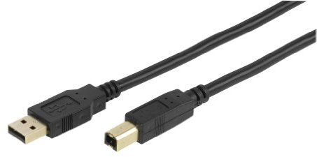 Vivanco USB 2.0 zertifiziertes Kabel mit Goldkontakten, USB A Stecker <-> USB B Stecker 5.0 m