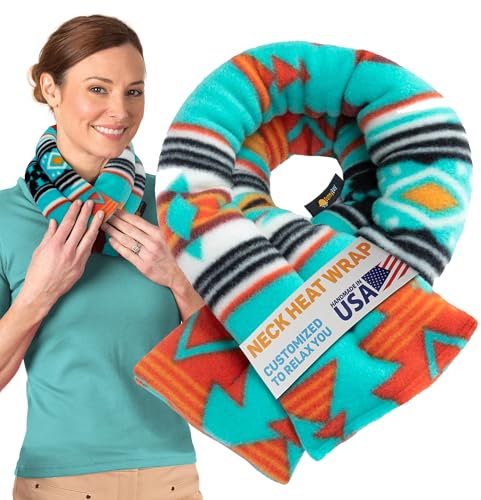 Sunny Bay Microwavable Neck Heating Wrap by Flax Seeds Bean Bag Heat Pad for Neck Pain Relief, Small Canyon Turquoise