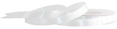 Satinband 12mm x 25m Rolle - FARBAUSWAHL in 3/6/12/18/25/38/50/75/100mm - farbecht & waschbar - Schleifenband für Hochzeit - Geschenkband zum Verpacken Dekorieren Basteln - Weiß 029