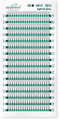 Cashmere Lashes Pre Made Fans 3D D curl Mixed Tray Pre fanned Hybrid Flat Ellipse Individual Eyelash Extensions
